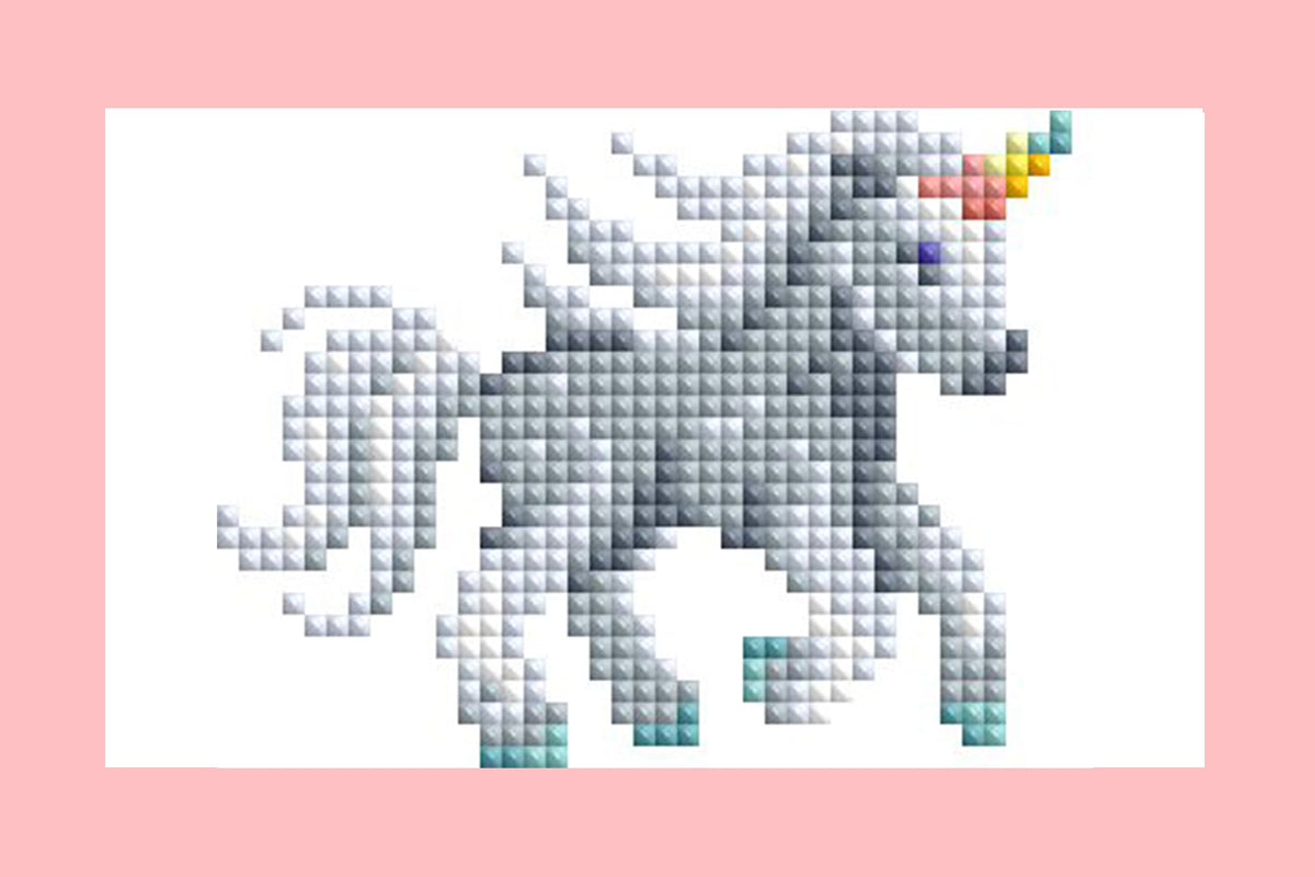 Diamond Painting Mini Dazzles™ - Magical Ponies 4" x 6" (10.2cm x 15.2cm) / Square With 18 Colors Including 2 ABs and 16 Fairy Dust Diamonds / 4,079