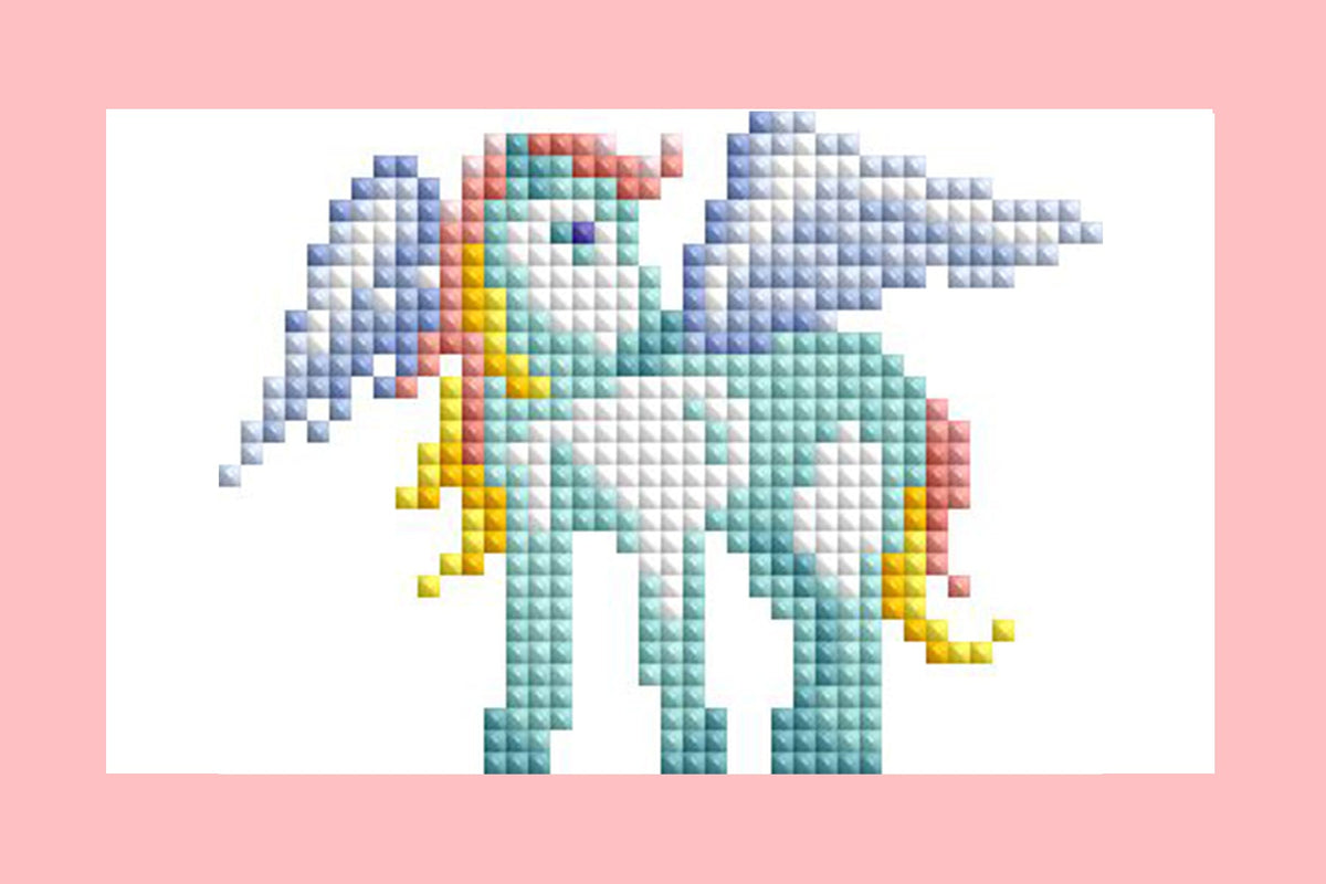 Diamond Painting Mini Dazzles™ - Magical Ponies 4" x 6" (10.2cm x 15.2cm) / Square With 18 Colors Including 2 ABs and 16 Fairy Dust Diamonds / 4,079