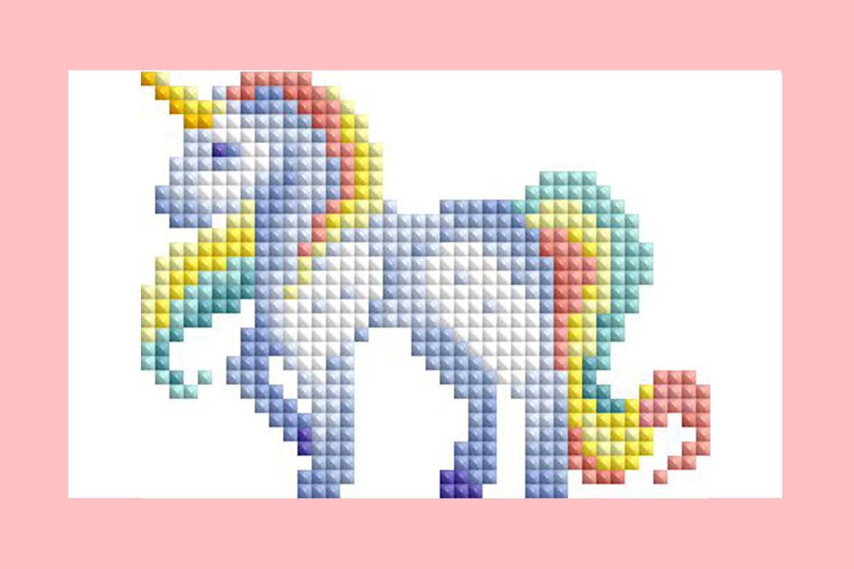 Diamond Painting Mini Dazzles™ - Magical Ponies 4" x 6" (10.2cm x 15.2cm) / Square With 18 Colors Including 2 ABs and 16 Fairy Dust Diamonds / 4,079