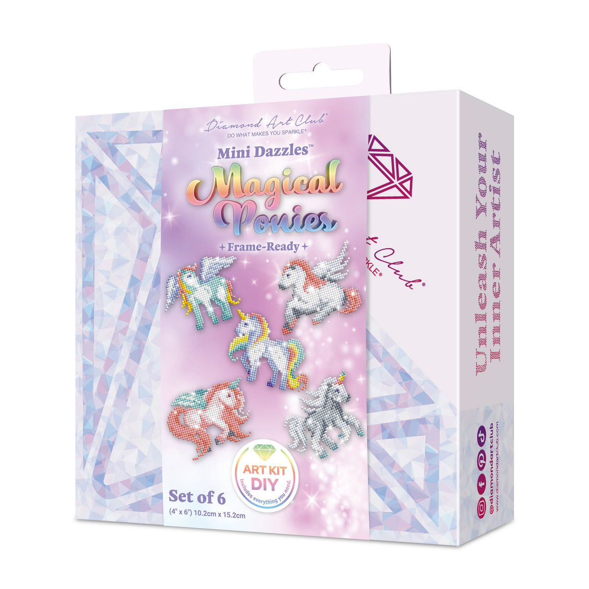 Diamond Painting Mini Dazzles™ - Magical Ponies 4" x 6" (10.2cm x 15.2cm) / Square With 18 Colors Including 2 ABs and 16 Fairy Dust Diamonds / 4,079