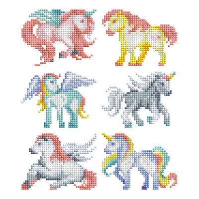 Diamond Painting Mini Dazzles™ - Magical Ponies 4" x 6" (10.2cm x 15.2cm) / Square With 18 Colors Including 2 ABs and 16 Fairy Dust Diamonds / 4,079