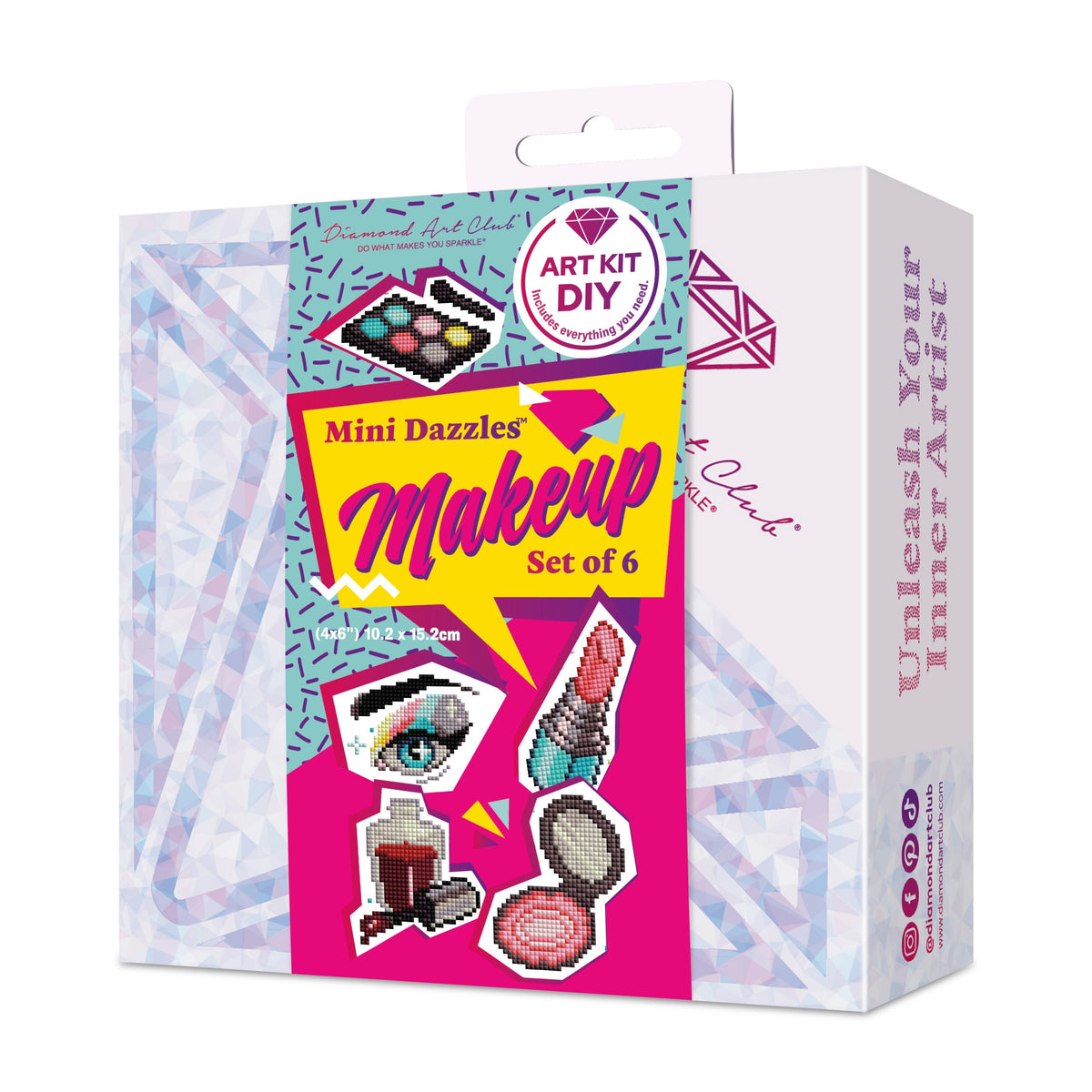 Diamond Painting Mini Dazzles - Makeup Set 3x5"(7.6cm"x12.7cm) / Square With 23 Colors Including 23 Fairy Dust Diamonds / 3,444