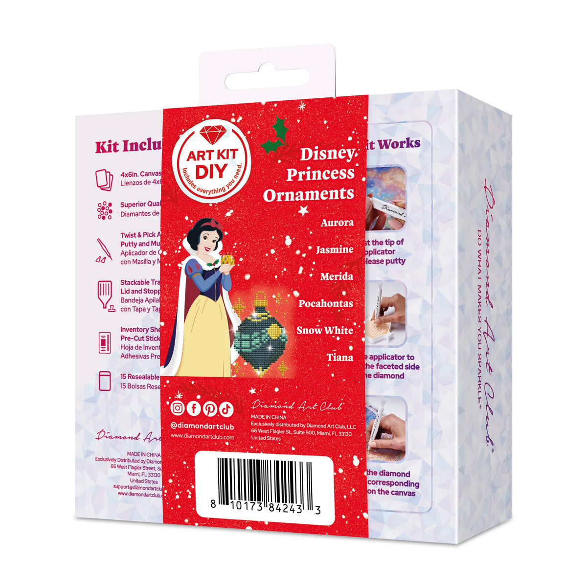 Diamond Painting Mini Dazzles™ - MD Disney Princess Ornament 4" x 6" (10.2cm x 15.2cm) / Square With 24 Colors Including 2 ABs and 22 Fairy Dust Diamonds / 4,173