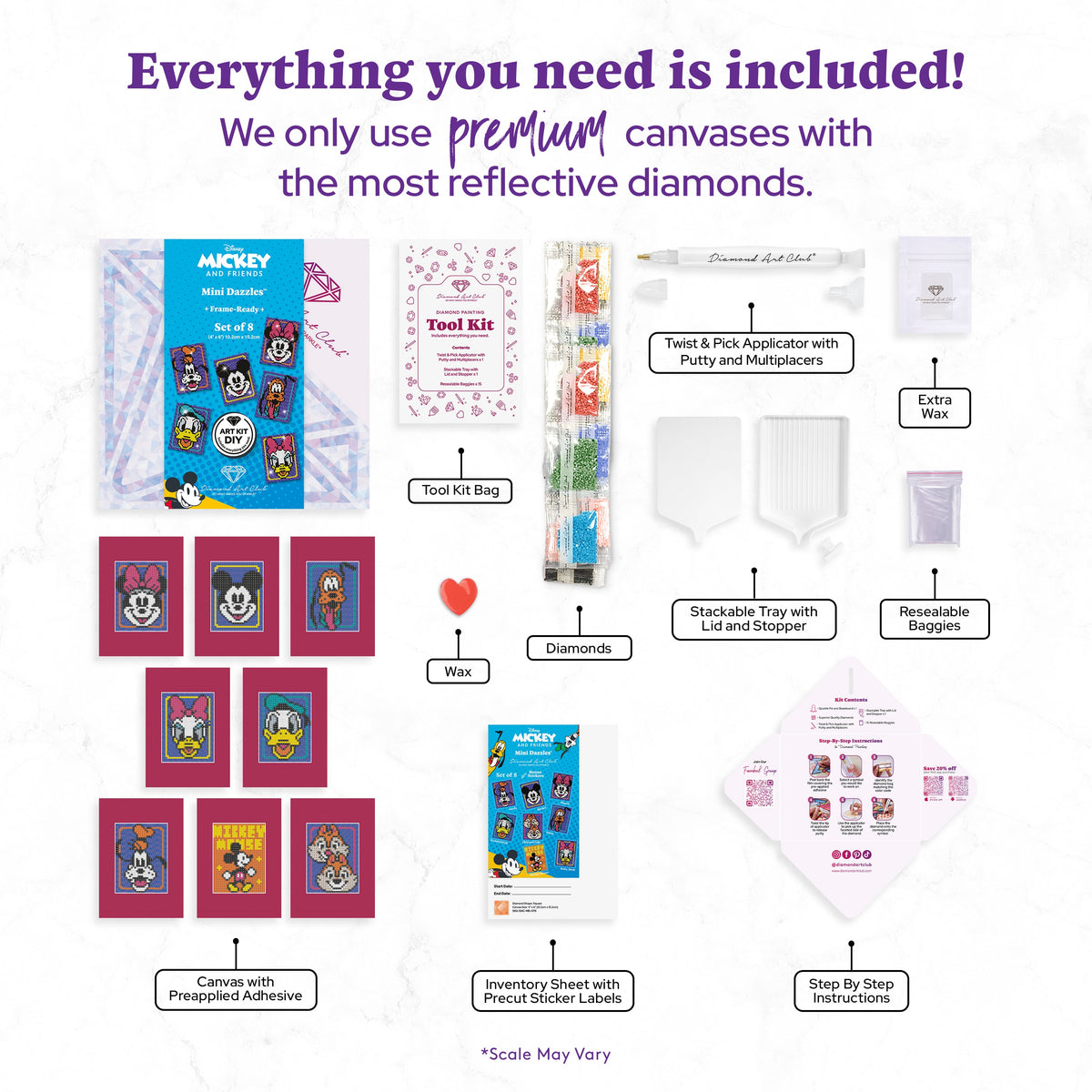 Diamond Painting Mini Dazzles™ - Mickey and Friends 4" x 6" (10.2cm x 15.2cm) / Square With 11 Colors Including 11 Fairy Dust Diamonds / 9,600