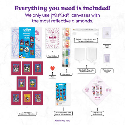 Diamond Painting Mini Dazzles™ - Mickey and Friends 4" x 6" (10.2cm x 15.2cm) / Square With 11 Colors Including 11 Fairy Dust Diamonds / 9,600