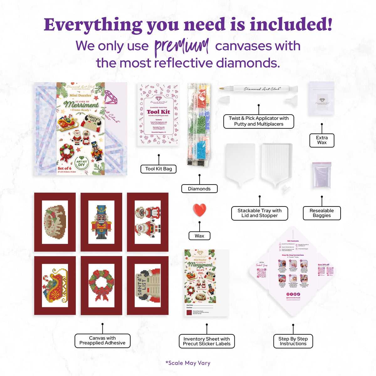 Diamond Painting Mini Dazzles™ - Season of Merriment 4" x 6" (10.2cm x 15.2cm) / Square With 20 Colors Including 2 ABs and 18 Fairy Dust Diamonds / 4,553