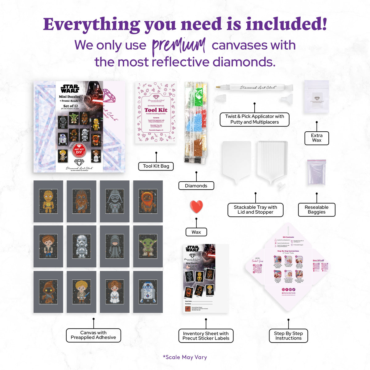 Diamond Painting Mini Dazzles™ - Star Wars 4" x 6" (10.2cm x 15.2cm) / Square With 29 Colors including 3 ABs and 26 Fairy Dust Diamonds / 14,400