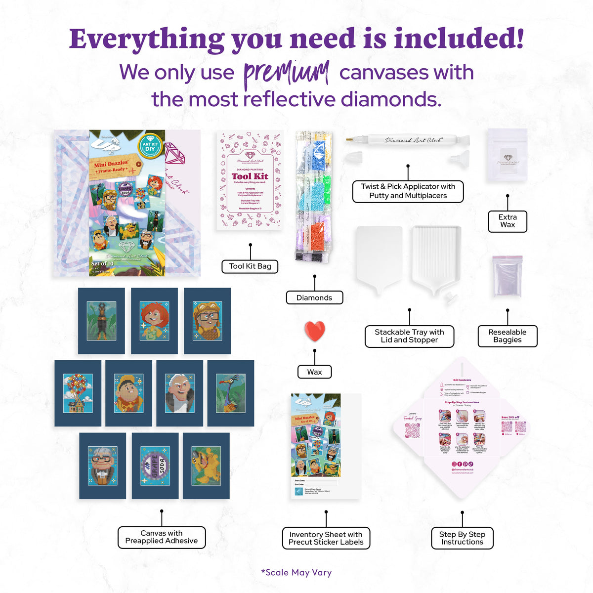 Diamond Painting Mini Dazzles™ - UP 4" x 6" (10.2cm x 15.2cm) / Square With 29 Colors Including 1 AB and 28 Fairy Dust Diamonds / 12,000