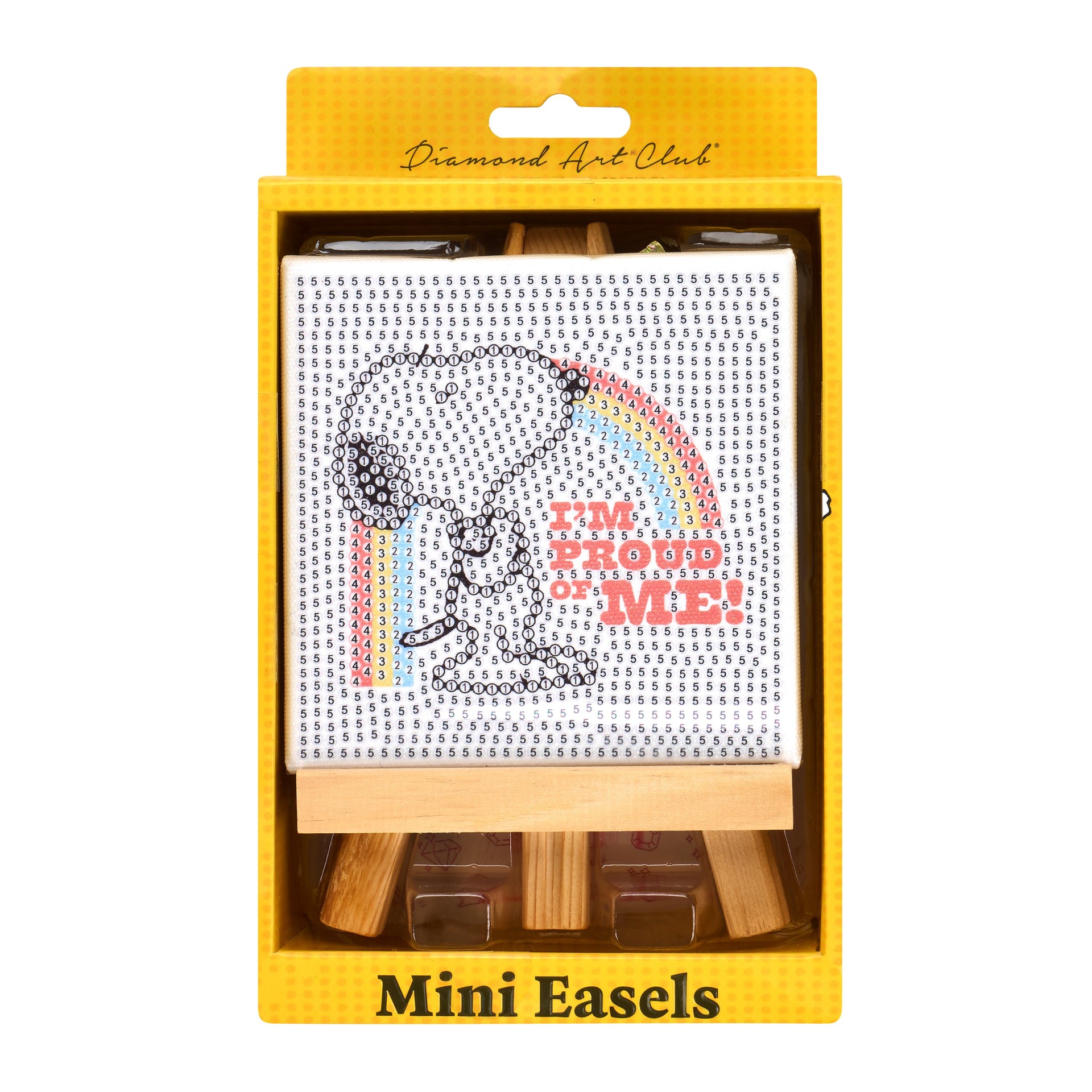 Diamond Painting Mini Easels - I'm Proud of Me (Snoopy™) 3.9" x 3.9" (10cm x 10cm) / Round with 5 Colors including 1 AB and 1 Fairy Dust Diamond / 1,225