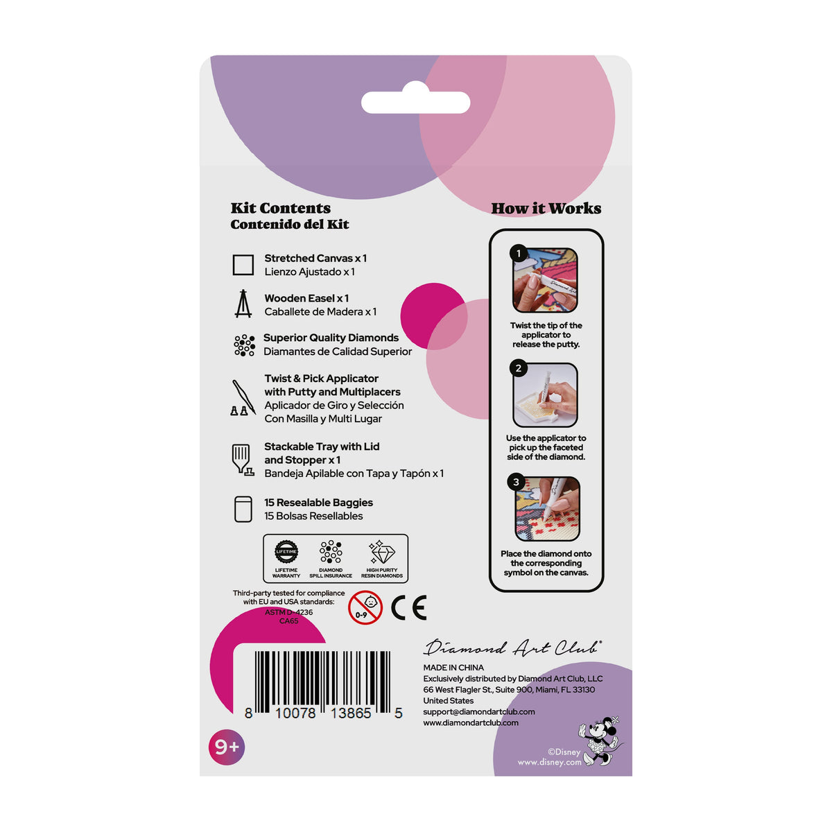 Diamond Painting Mini Easels - Kind Minnie™ 3.9" x 3.9" (10cm x 10cm) / Round with 7 Colors Including 2 Fairy Dust Diamonds / 1,317