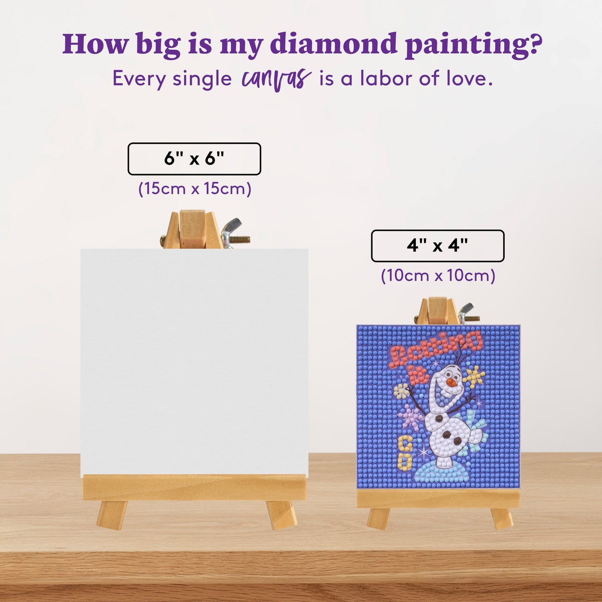 Diamond Painting Mini Easels - Olaf™ Letting It Go 3.9" x 3.9" (10cm x 10cm) / Round with 11 Colors / 925
