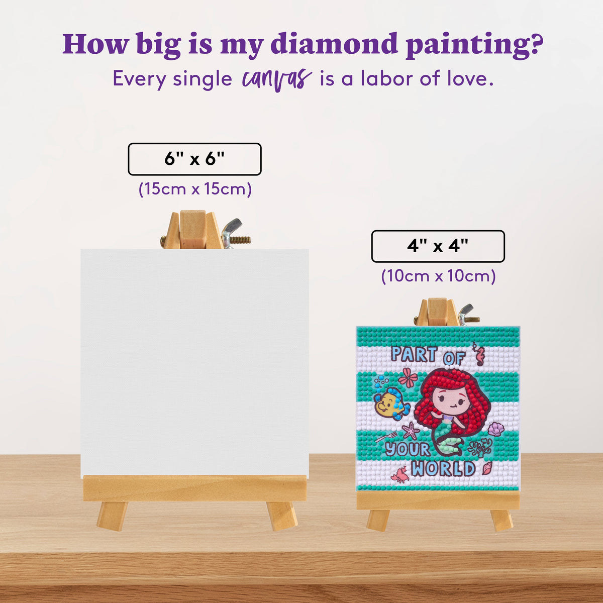 Diamond Painting Mini Easels - Part of Your World 3.9" x 3.9" (10cm x 10cm) / Round with 11 Colors / 751