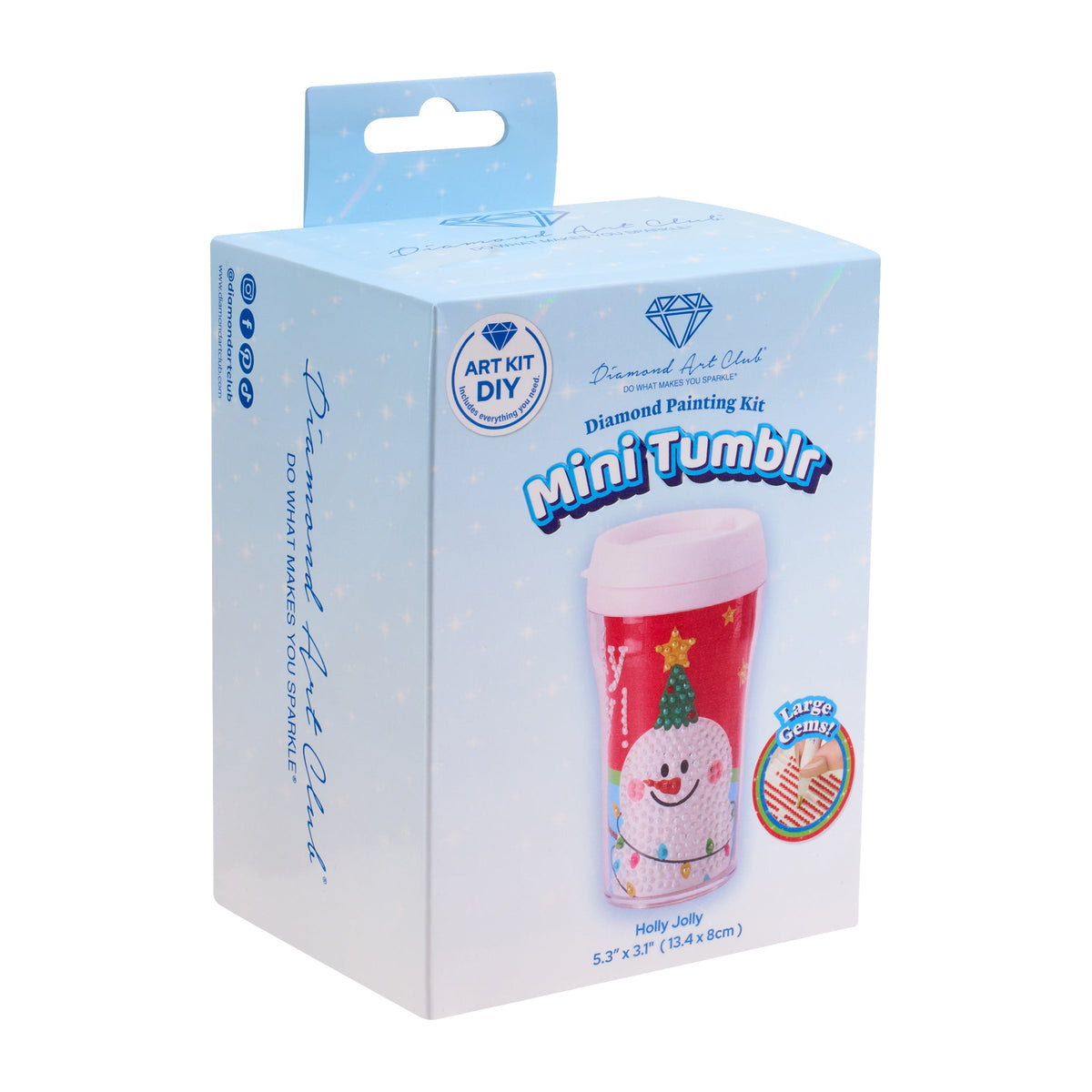 Diamond Painting Mini Tumblr - Holly Jolly 5.3" x 3.1" (13.4cm x 8cm) / Round with 14 Colors including 3 ABs and 3 Fairy Dust Diamonds / 595