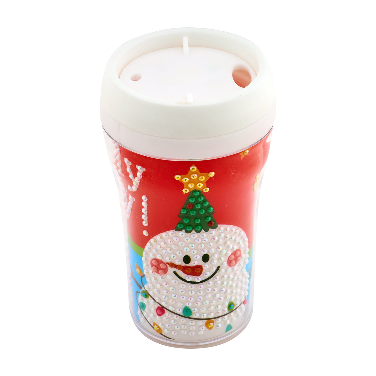 Diamond Painting Mini Tumblr - Holly Jolly 5.3" x 3.1" (13.4cm x 8cm) / Round with 14 Colors including 3 ABs and 3 Fairy Dust Diamonds / 595