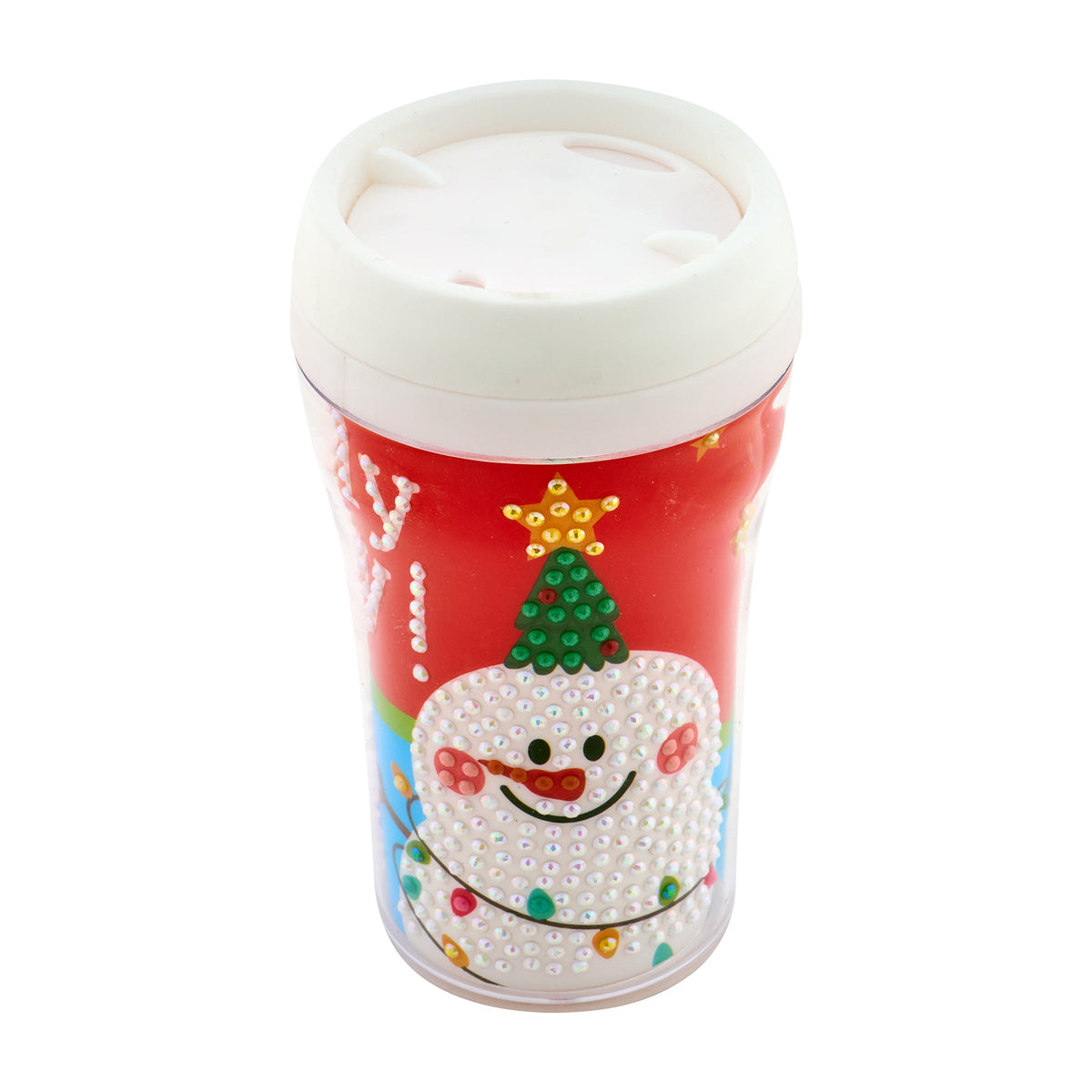 Diamond Painting Mini Tumblr - Holly Jolly 5.3" x 3.1" (13.4cm x 8cm) / Round with 14 Colors including 3 ABs and 3 Fairy Dust Diamonds / 595