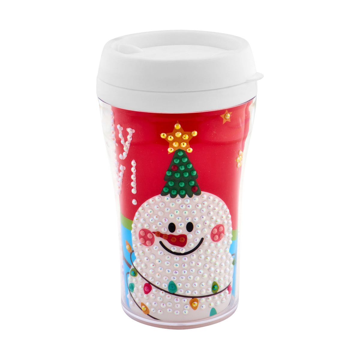 Diamond Painting Mini Tumblr - Holly Jolly 5.3" x 3.1" (13.4cm x 8cm) / Round with 14 Colors including 3 ABs and 3 Fairy Dust Diamonds / 595