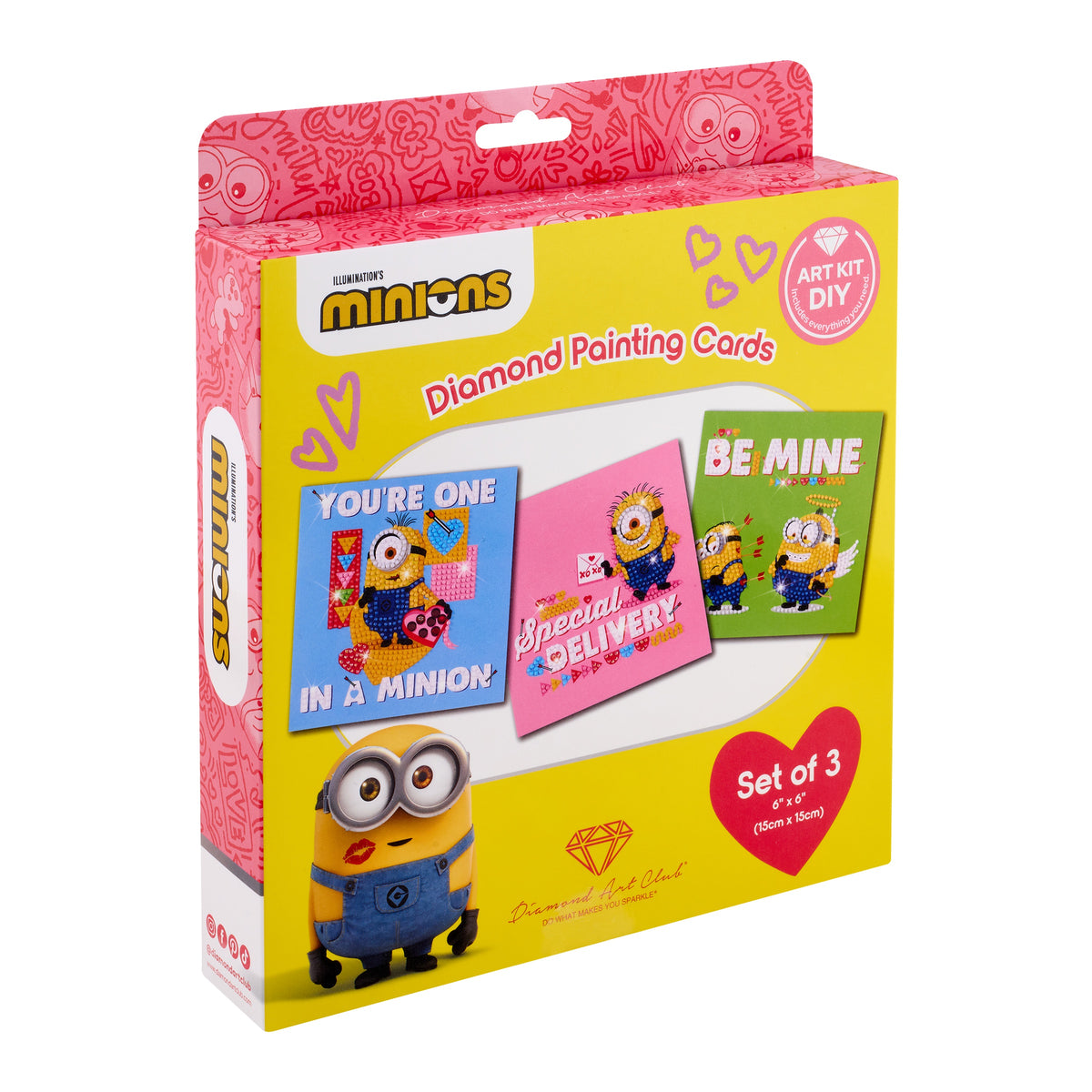 Diamond Painting Minions™ DIY Cards (Set of 3) 6" x 6" (15cm x 15cm) / Round with 14 Colors including 1 AB and 5 Fairy Dust Diamonds / 2,140