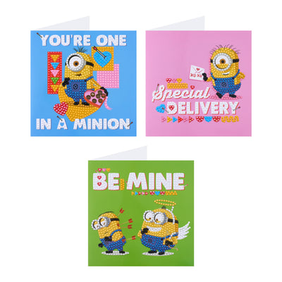 Diamond Painting Minions™ DIY Cards (Set of 3) 6" x 6" (15cm x 15cm) / Round with 14 Colors including 1 AB and 5 Fairy Dust Diamonds / 2,140