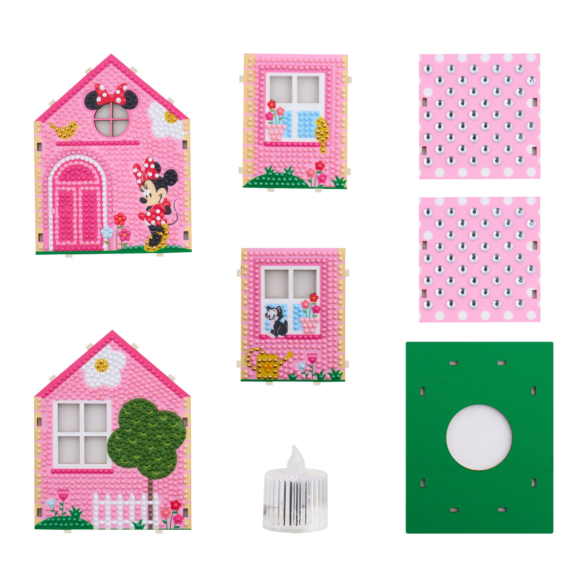 Diamond Painting Minnie Mouse - Gem House 5.5" x 4.1" x 3.1" (14 x 10.5 x 8cm) / Round with 17 Colors including 1 Electro Diamond and 4 Fairy Dust Diamonds / 2,075