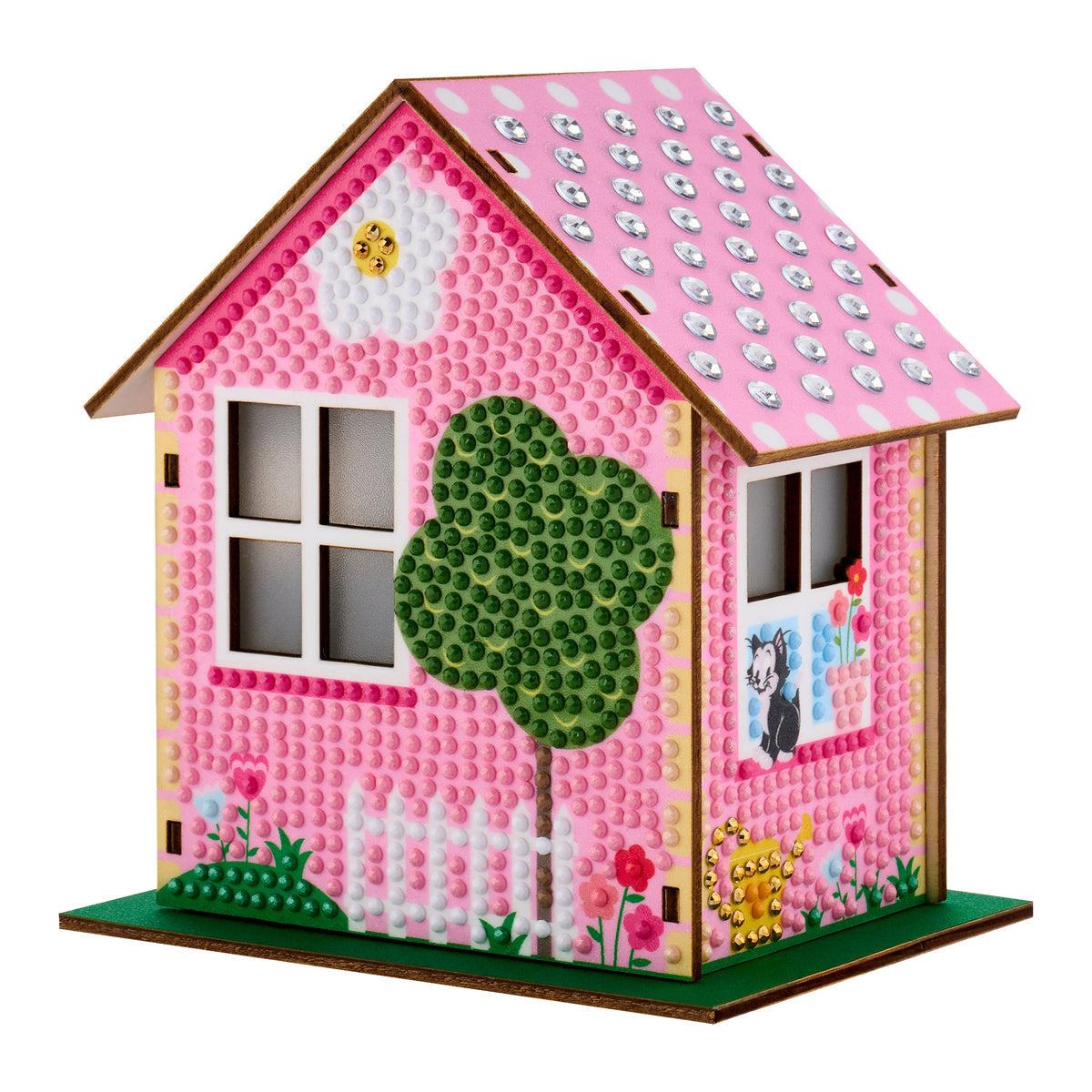 Diamond Painting Minnie Mouse - Gem House 5.5" x 4.1" x 3.1" (14 x 10.5 x 8cm) / Round with 17 Colors including 1 Electro Diamond and 4 Fairy Dust Diamonds / 2,075