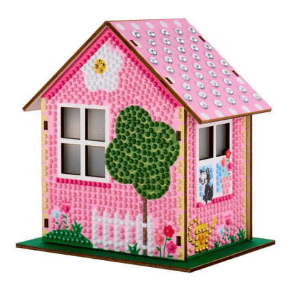 Diamond Painting Minnie Mouse - Gem House 5.5" x 4.1" x 3.1" (14 x 10.5 x 8cm) / Round with 17 Colors including 1 Electro Diamond and 4 Fairy Dust Diamonds / 2,075
