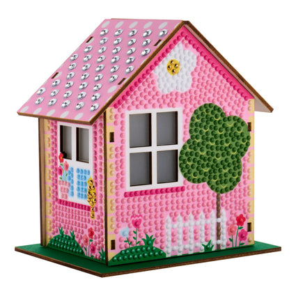 Diamond Painting Minnie Mouse - Gem House 5.5" x 4.1" x 3.1" (14 x 10.5 x 8cm) / Round with 17 Colors including 1 Electro Diamond and 4 Fairy Dust Diamonds / 2,075