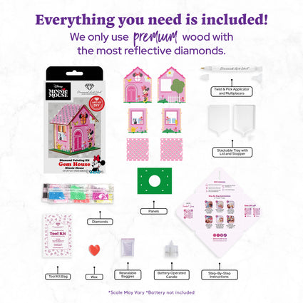 Diamond Painting Minnie Mouse - Gem House 5.5" x 4.1" x 3.1" (14 x 10.5 x 8cm) / Round with 17 Colors including 1 Electro Diamond and 4 Fairy Dust Diamonds / 2,075