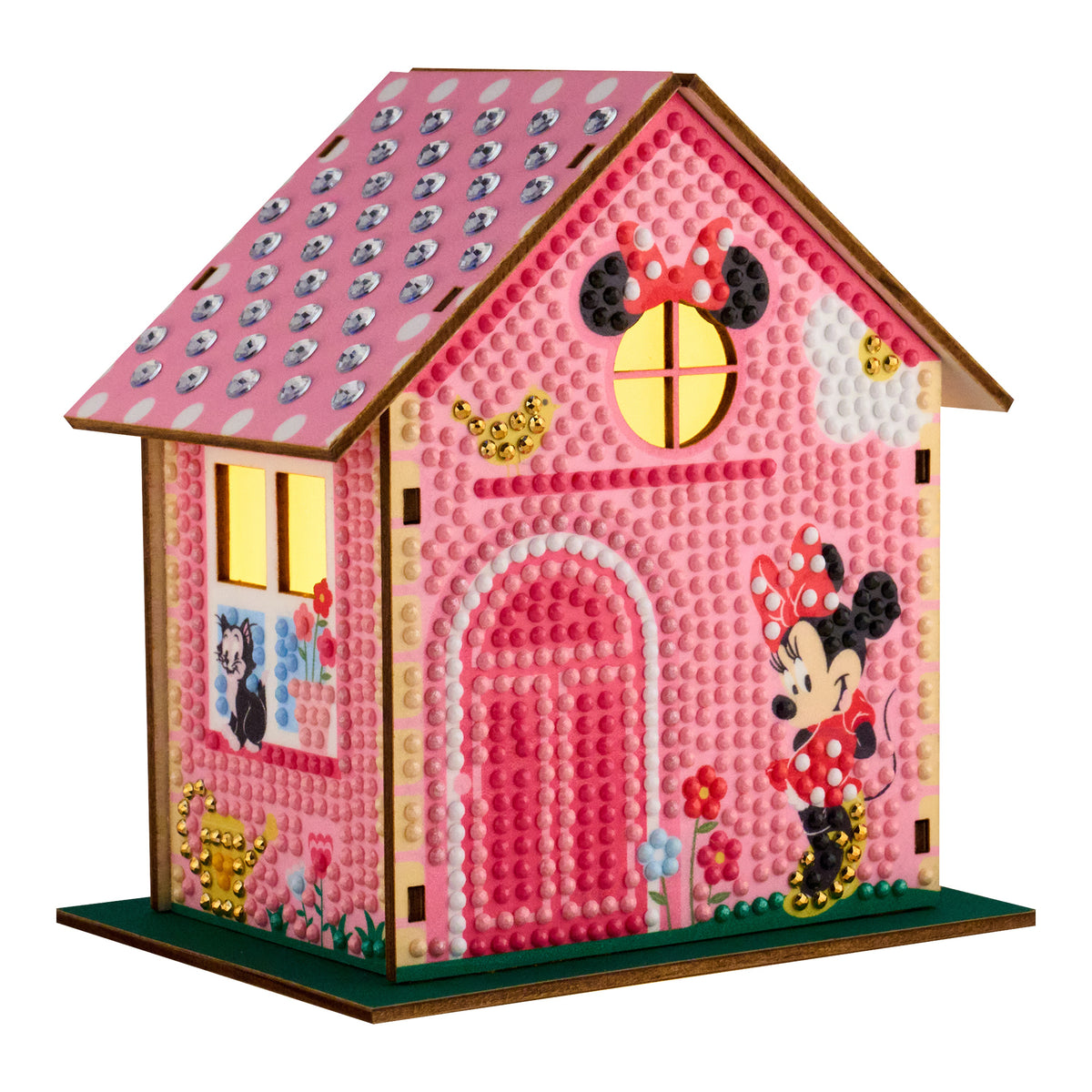Diamond Painting Minnie Mouse - Gem House 5.5" x 4.1" x 3.1" (14 x 10.5 x 8cm) / Round with 17 Colors including 1 Electro Diamond and 4 Fairy Dust Diamonds / 2,075