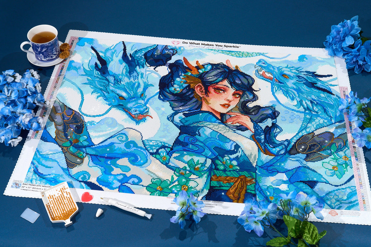 Diamond Painting Mizuchira 33" x 22" (83.6cm x 55.8cm) / Square with 64 Colors including 1 AB and 1 Electro Diamond and 4 Fairy Dust Diamonds / 75,264