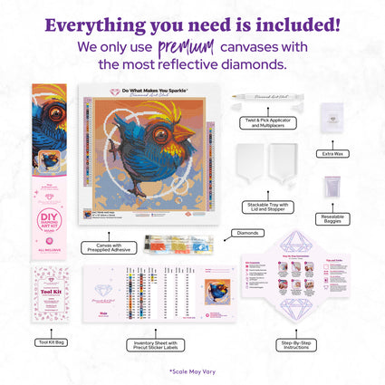Diamond Painting Mojo 13" x 13" (33cm x 33cm) / Round with 38 Colors including 2 ABs and 3 Fairy Dust Diamonds / 14,400