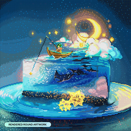 Diamond Painting Moon Cake 22" x 22" (55.6cm x 55.6cm) / Round with 67 Colors including 3 ABs and 2 Fairy Dust Diamonds / 40,804