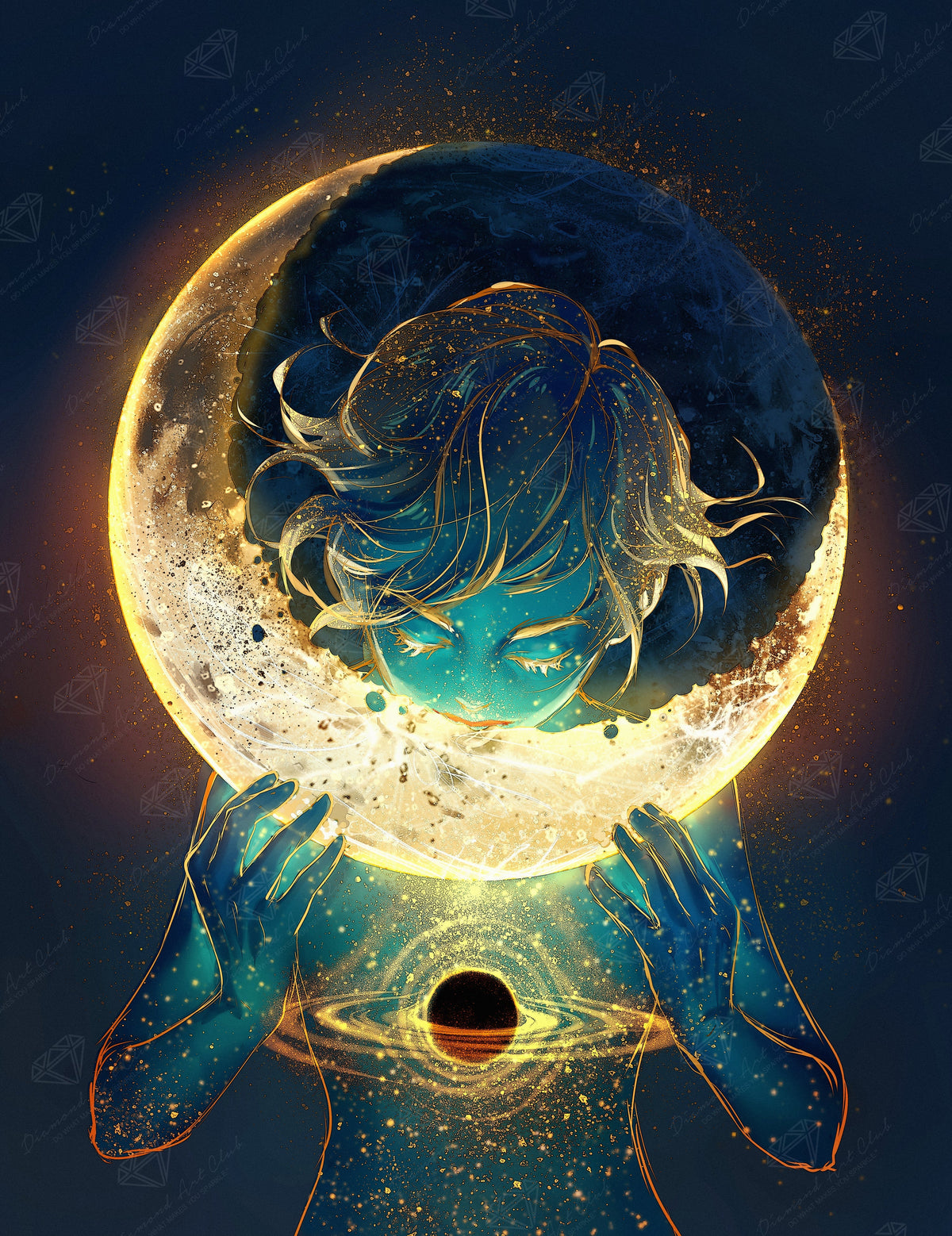 Diamond Painting Moon Eater 23.6" x 30.7" (60cm x 78cm) / Square with 42 Colors including 3 ABs, 1 Iridescent Diamond, and 2 Fairy Dust Diamonds / 75,433