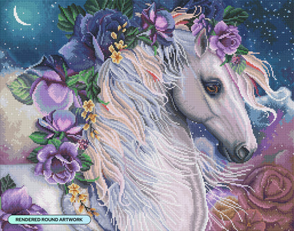 Diamond Painting Moon Flower 28" x 22" (70.7cm x 55.6cm) / Round with 56 Colors including 1 AB and 4 Fairy Dust Diamonds / 51,914