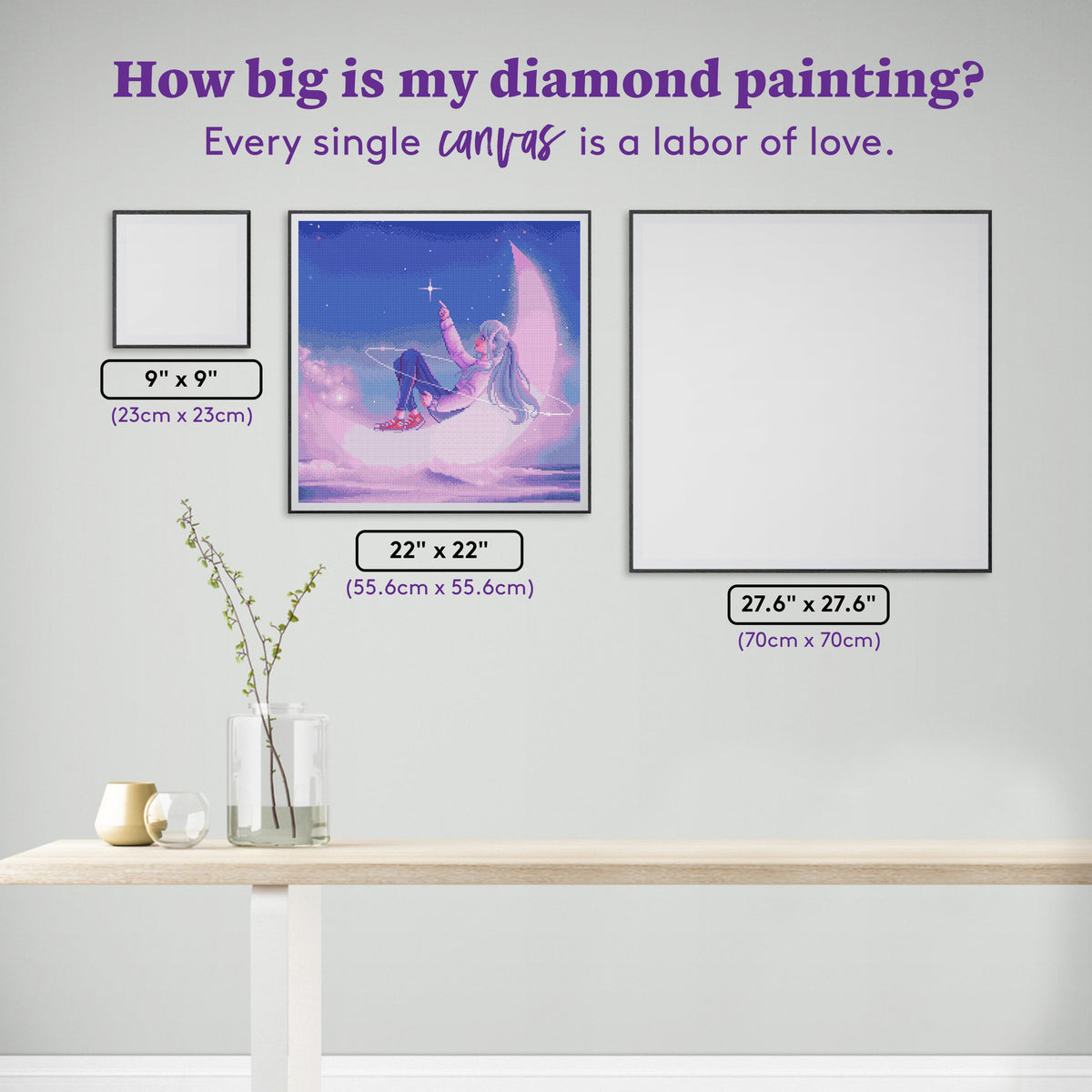 Diamond Painting Moon Gaze 22" x 22" (55.6cm x 55.6cm) / Round with 31 Colors including 2 ABs and 3 Fairy Dust Diamonds / 40,804