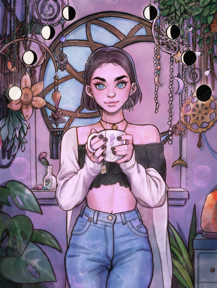 Diamond Painting Moon Girlfriend 22" x 29" (55.8cm x 74cm) / Round With 65 Colors Including 4 ABs, 1 Electro Diamonds, and 1 Fairy Dust Diamonds / 52,536