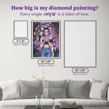Diamond Painting Moon Girlfriend 22" x 29" (55.8cm x 74cm) / Round With 65 Colors Including 4 ABs, 1 Electro Diamonds, and 1 Fairy Dust Diamonds / 52,536