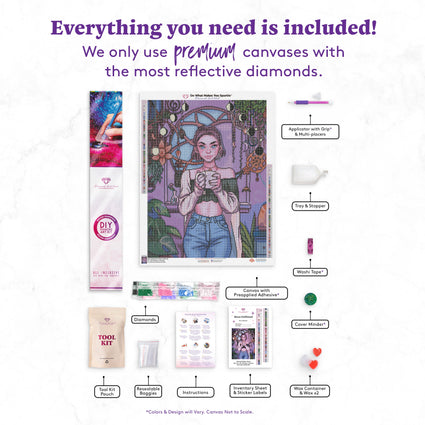 Diamond Painting Moon Girlfriend 22" x 29" (55.8cm x 74cm) / Round With 65 Colors Including 4 ABs, 1 Electro Diamonds, and 1 Fairy Dust Diamonds / 52,536