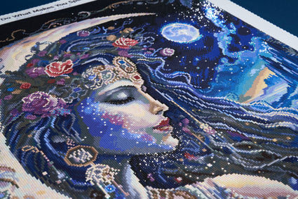 Diamond Painting Moon Goddess 22" x 33" (55.8cm x 83.7cm) / Square with 71 Colors including 4 ABs and 1 Fairy Dust Diamonds / 75,264