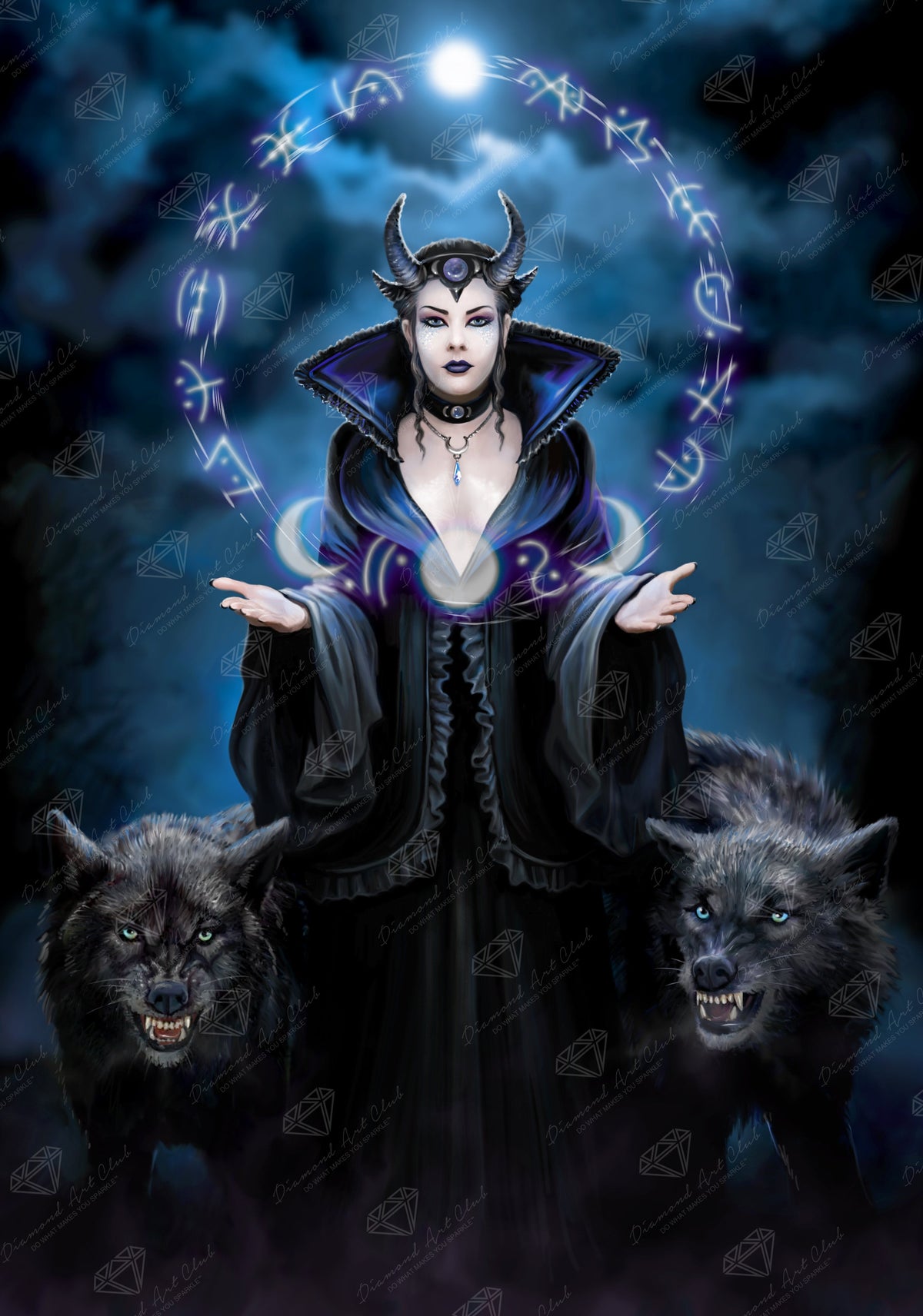 Diamond Painting Moon Witch 27.6" x 39.4" (69.9cm x 99.8cm) / Square with 51 Colors including 1 AB and 2 Fairy Dust Diamonds / 112,681