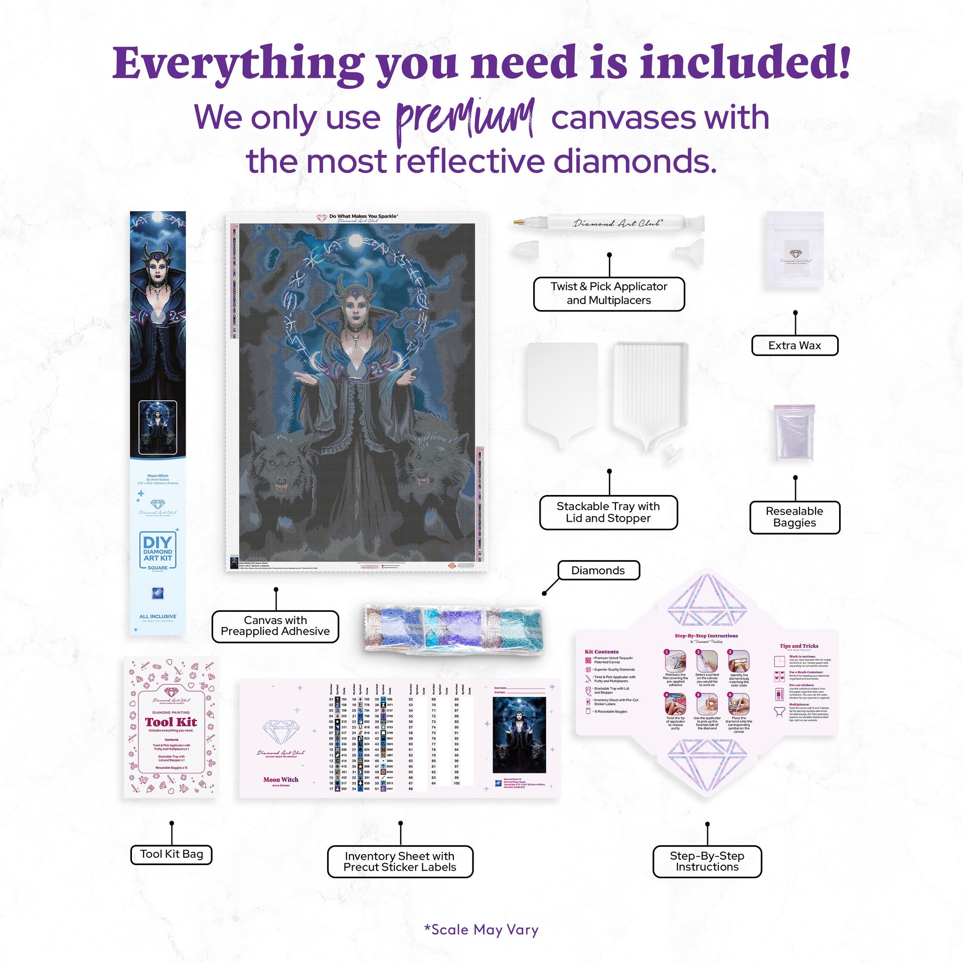 Diamond Painting Moon Witch 27.6" x 39.4" (69.9cm x 99.8cm) / Square with 51 Colors including 1 AB and 2 Fairy Dust Diamonds / 112,681