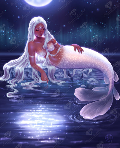 Diamond Painting Moonbathe 25.6" x 31.5" (65cm x 79.9cm) / Square with 48 Colors including 2 ABs and 1 Iridescent Diamond and 2 Fairy Dust Diamonds / 83,781