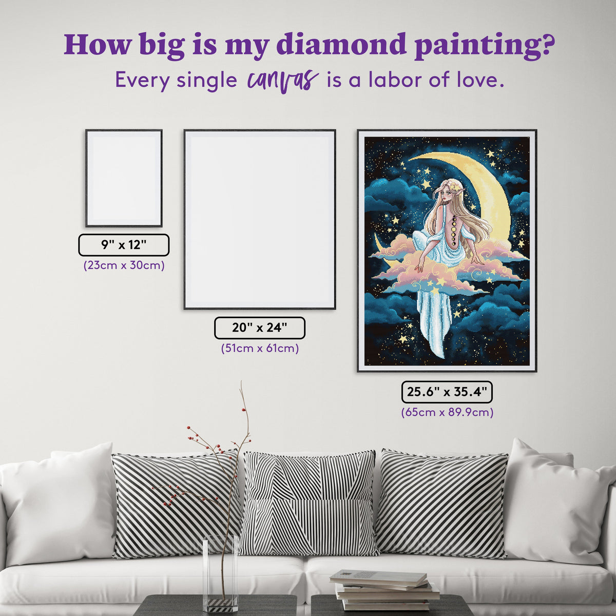 Diamond Painting Moonlight Nymph 25.6" x 35.4" (65cm x 89.9cm) / Square with 56 Colors including 2 ABs and 2 Fairy Dust Diamonds / 94,221