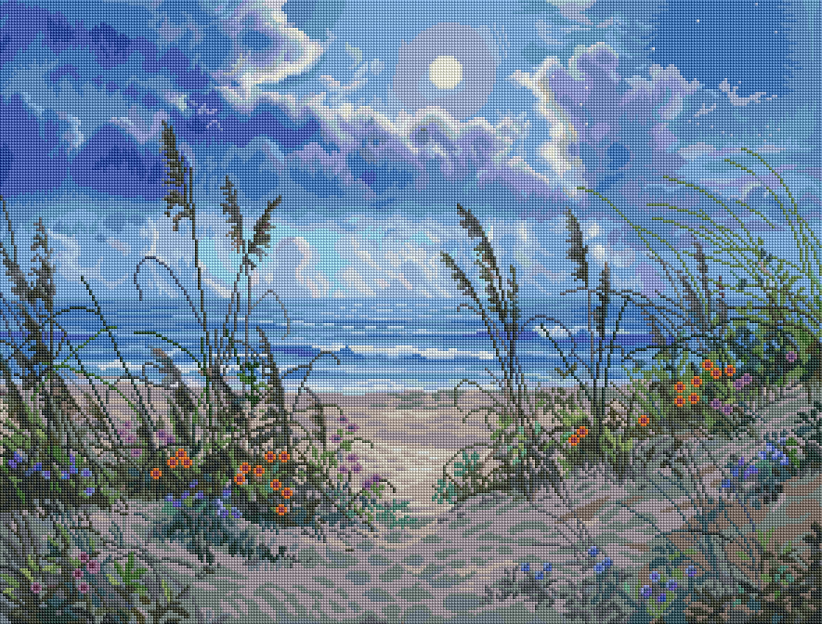 Diamond Painting Moonrise 29" x 22" (73.4cm x 55.8cm) / Square with 56 Colors including 1 AB and 5 Fairy Dust Diamonds / 66,080