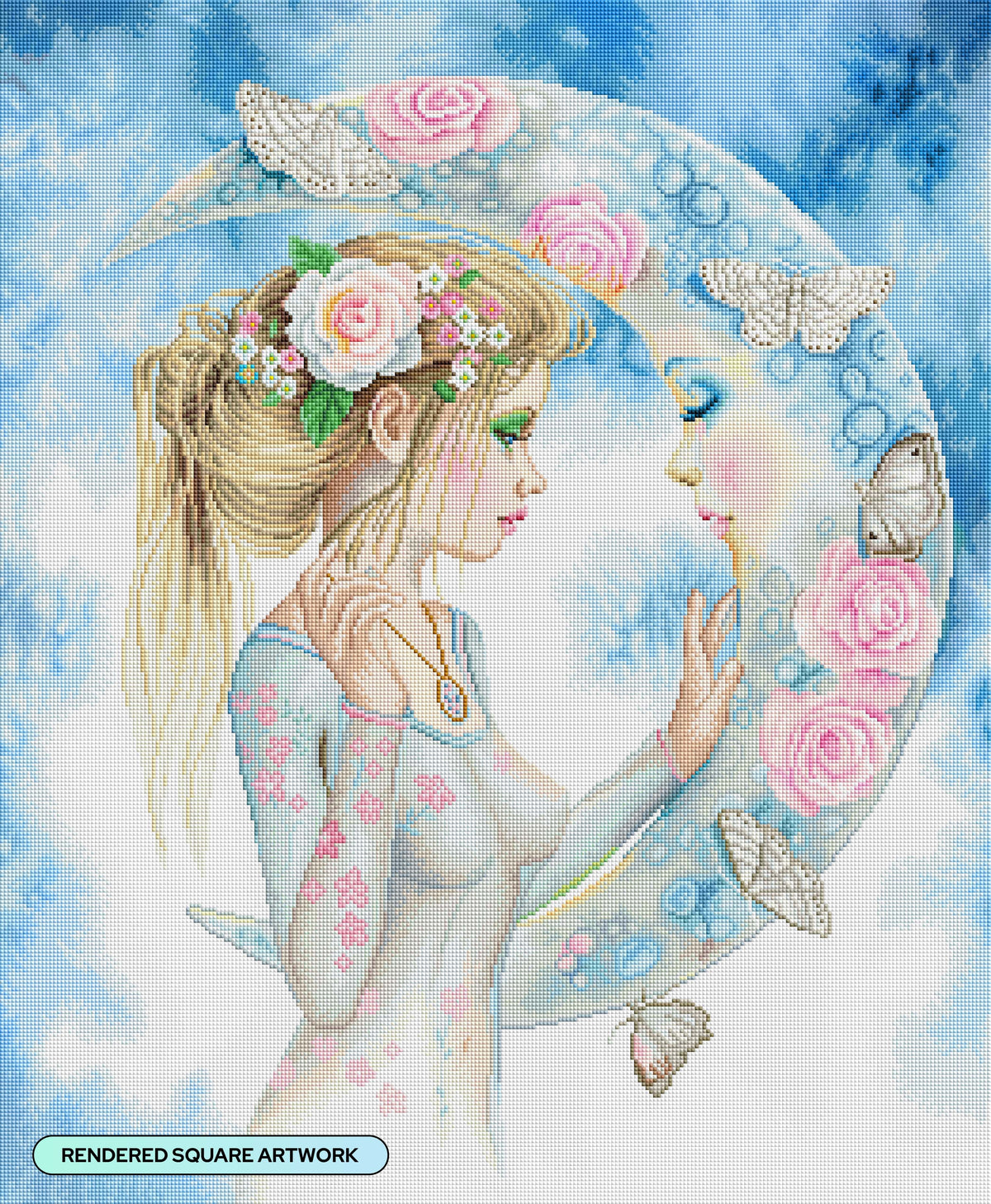 Diamond Painting Moonstruck 25.6" x 31.1" (65cm x 78.9cm) / Square with 61 Colors including 2 ABs and 1 Iridescent Diamond and 2 Fairy Dust Diamonds / 82,737