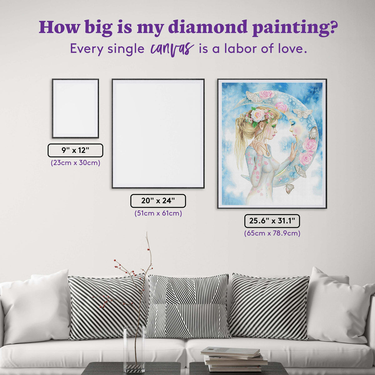 Diamond Painting Moonstruck 25.6" x 31.1" (65cm x 78.9cm) / Square with 61 Colors including 2 ABs and 1 Iridescent Diamond and 2 Fairy Dust Diamonds / 82,737