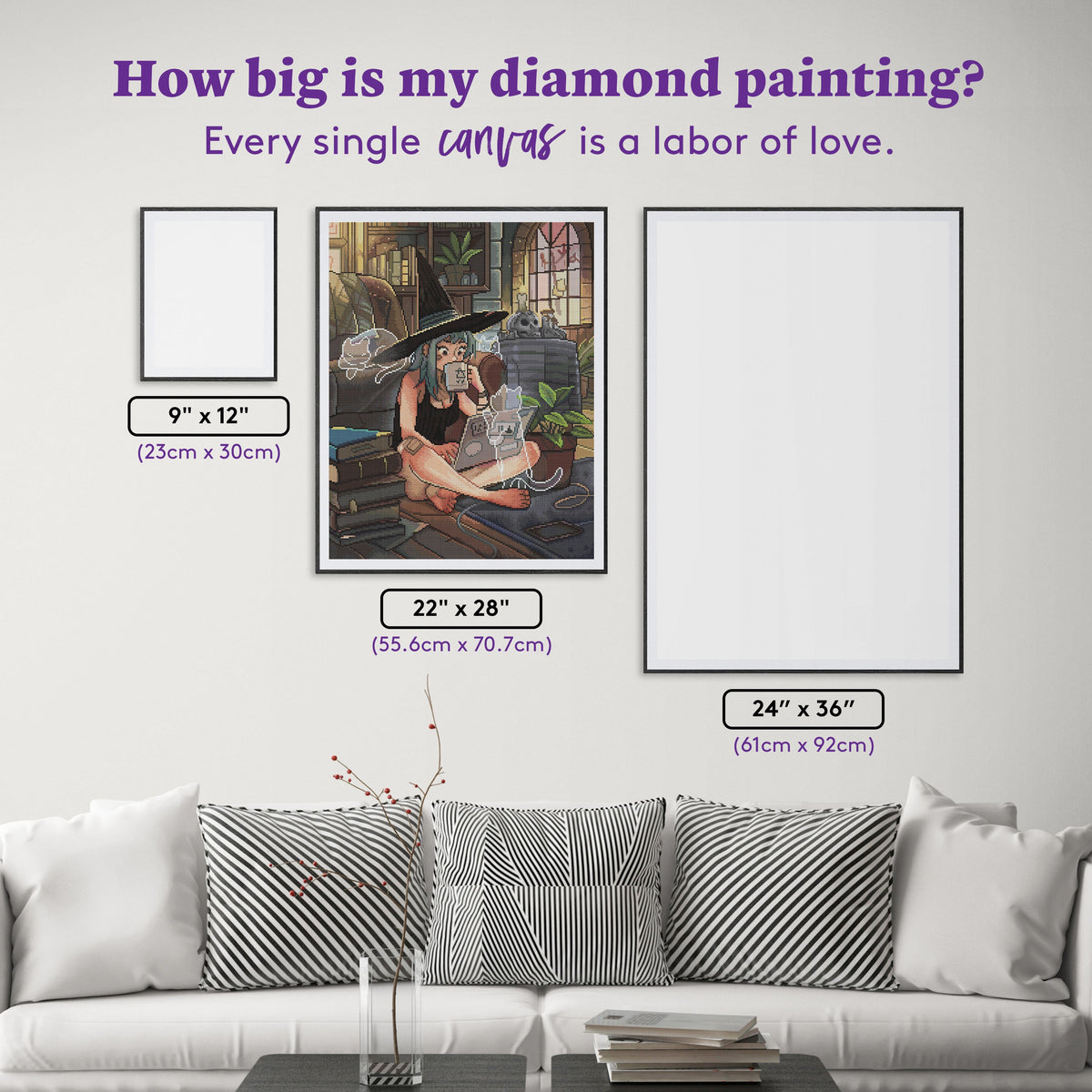 Diamond Painting Morning Coffee 22" x 28" (55.6cm x 70.7cm) / Round With 56 Colors Including 2 ABs and 3 Fairy Dust Diamonds / 51,914