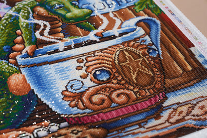 Diamond Painting Morning Coffee 20" x 24" (50.7cm x 60.8cm) / Round with 55 Colors including 4 ABs / 39,277