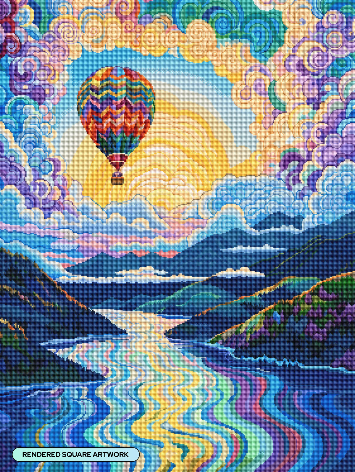 Diamond Painting Morning Flight 27.6" x 36.6" (69.9cm x 92.8cm) / Square with 81 Colors including 2 ABs and 5 Fairy Dust Diamonds / 104,813