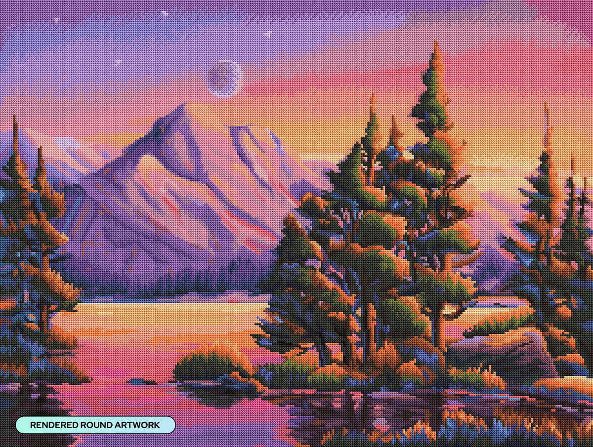 Diamond Painting Morning Moon 29" x 22" (73.7cm x 55.6cm) / Round with 53 Colors including 4 Fairy Dust Diamonds / 54,136