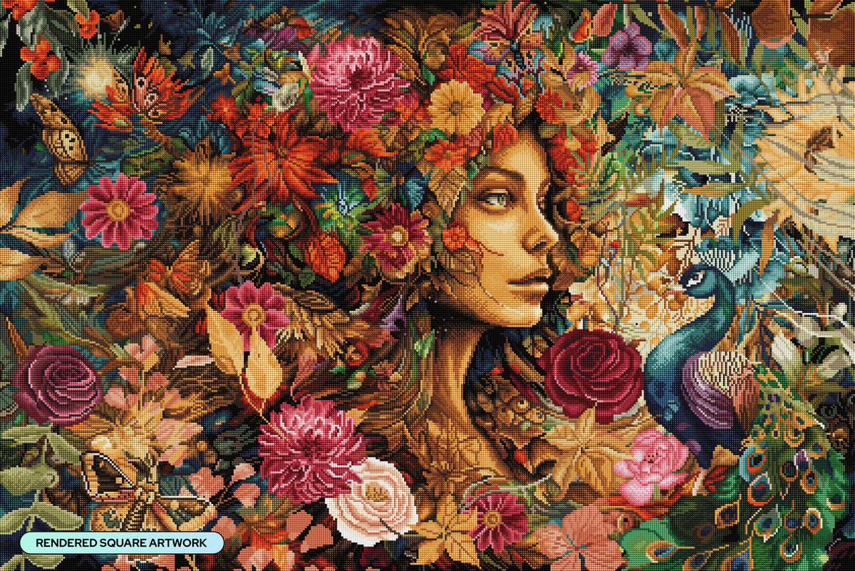 Diamond Painting Mother Earth 41.3" x 27.6" (104.8cm x 69.9cm) / Square with 93 Colors including 3 ABs and 3 Fairy Dust Diamonds / 118,301